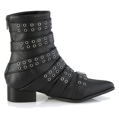 Demonia WARLOCK-70 calf high winklepicker boots