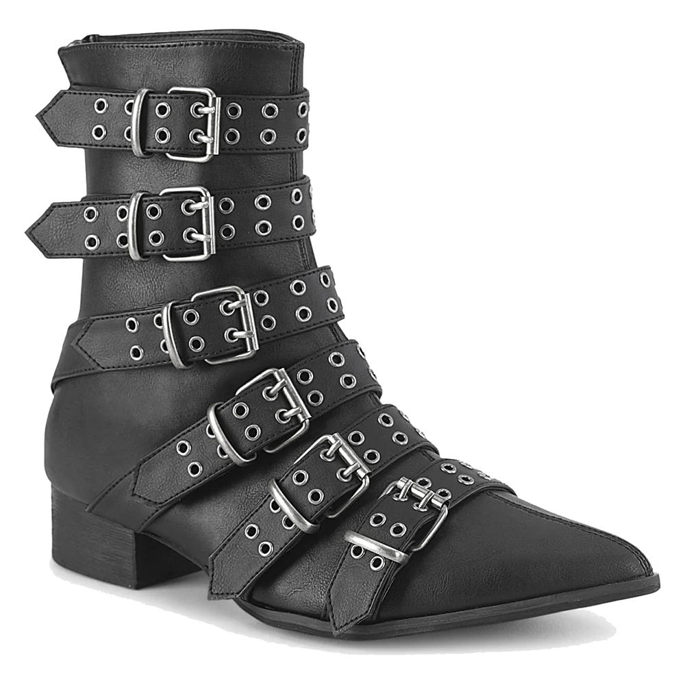 Demonia WARLOCK-70 calf high winklepicker boots