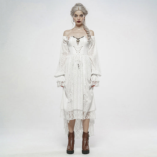 Punk Rave 'White Aquilegia' midi dress