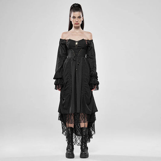 Punk Rave 'Black Aquilegia' midi dress