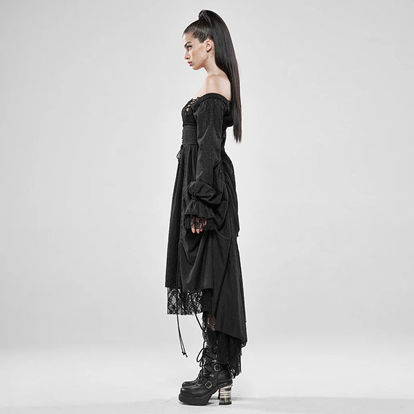 Punk Rave 'Black Aquilegia' midi dress