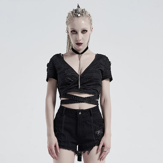 Punk Rave 'Arnica' bandage crossover T-Shirt