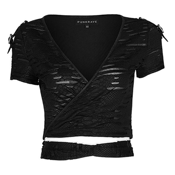 Punk Rave 'Arnica' bandage crossover T-Shirt