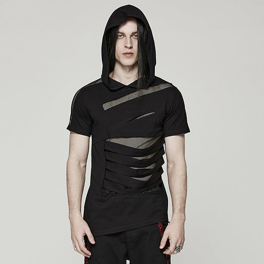 Punk Rave 'Rhamnus' Perspective hooded T-Shirt
