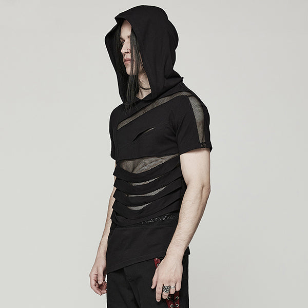 Punk Rave 'Rhamnus' Perspective hooded T-Shirt