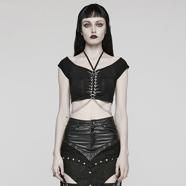 Punk Rave 'Nerium' halterneck T-Shirt