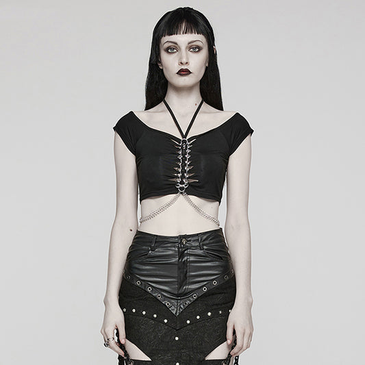 Punk Rave 'Nerium' halterneck T-Shirt