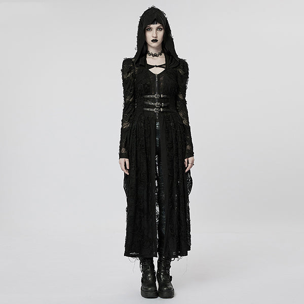 Punk Rave 'Lantana' Gothic Rose hooded dress coat