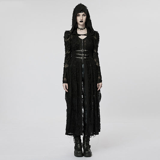 Punk Rave 'Lantana' Gothic Rose hooded dress coat