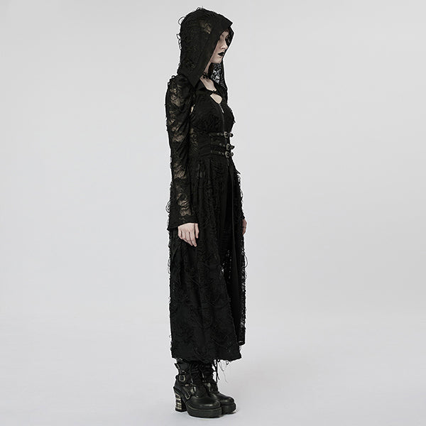 Punk Rave 'Lantana' Gothic Rose hooded dress coat