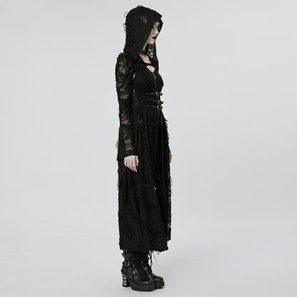 Punk Rave 'Lantana' Gothic Rose hooded dress coat