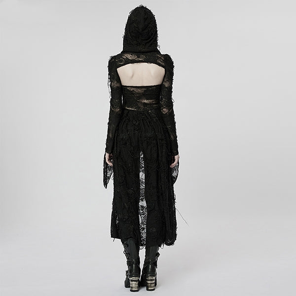 Punk Rave 'Lantana' Gothic Rose hooded dress coat