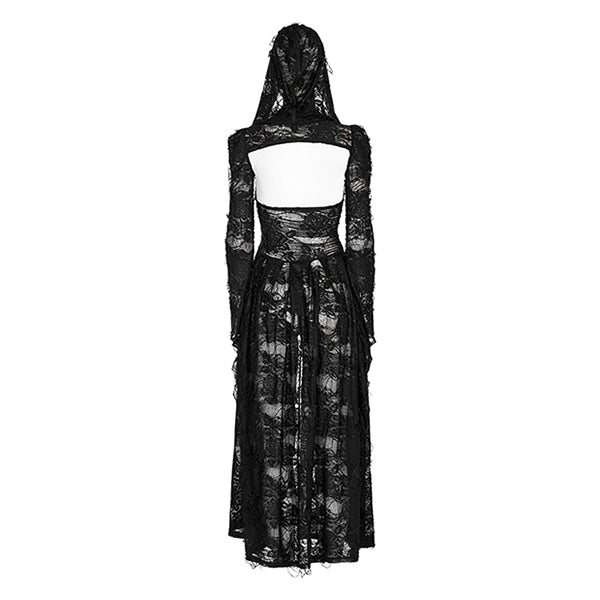 Punk Rave 'Lantana' Gothic Rose hooded dress coat