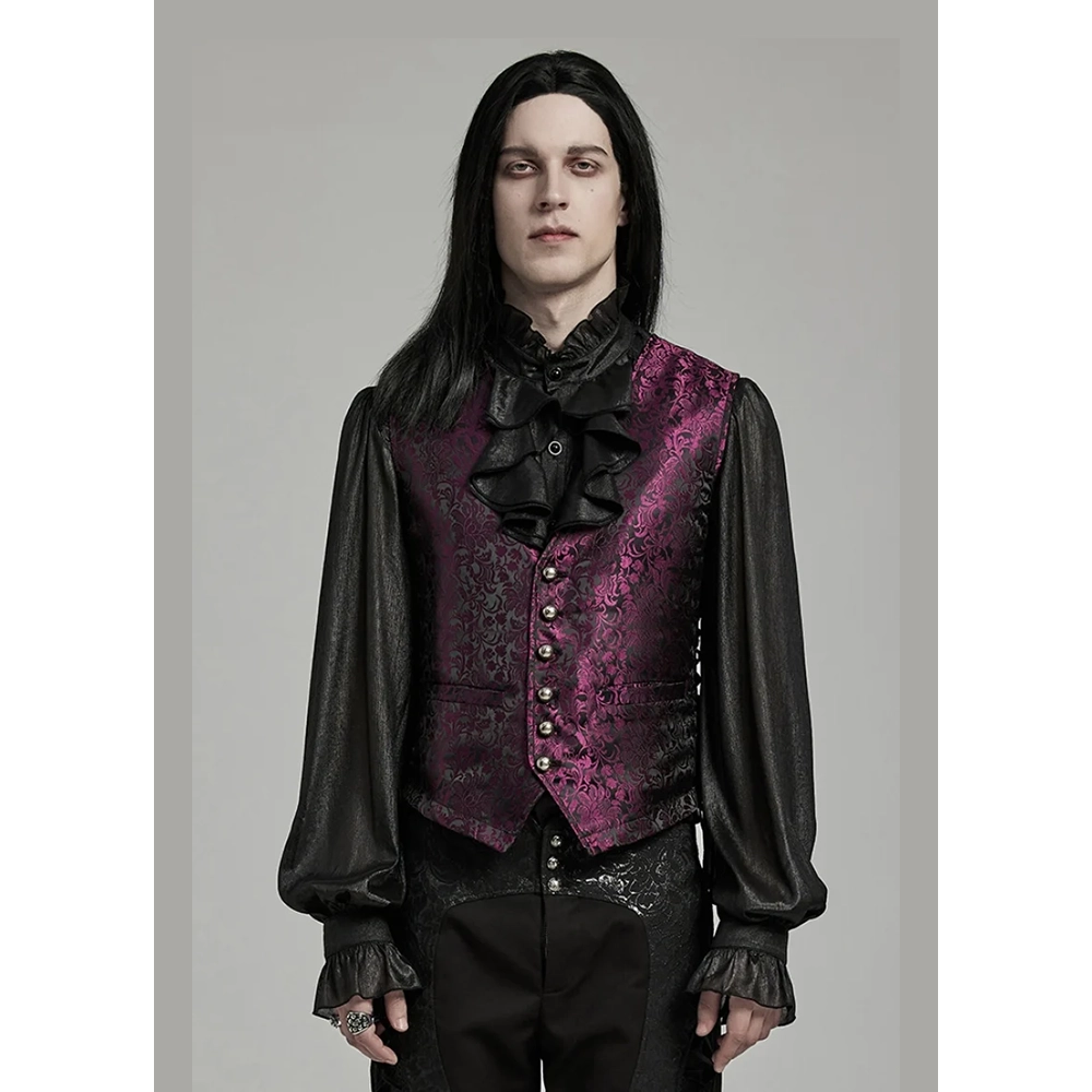 Punk Rave  ‘ August Rouge ‘ formal jacquard waistcoat (red)
