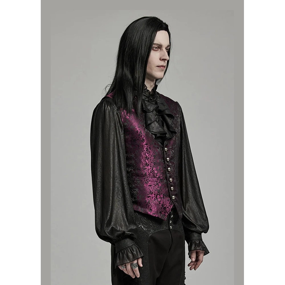 Punk Rave  ‘ August Rouge ‘ formal jacquard waistcoat (red)
