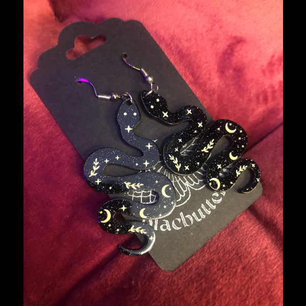 blacbutterflies Acrylic Black Snake earrings