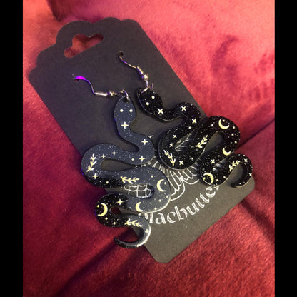 blacbutterflies Acrylic Black Snake earrings