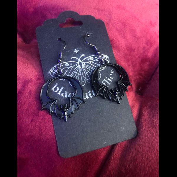 blacbutterflies Bats enclosed earrings