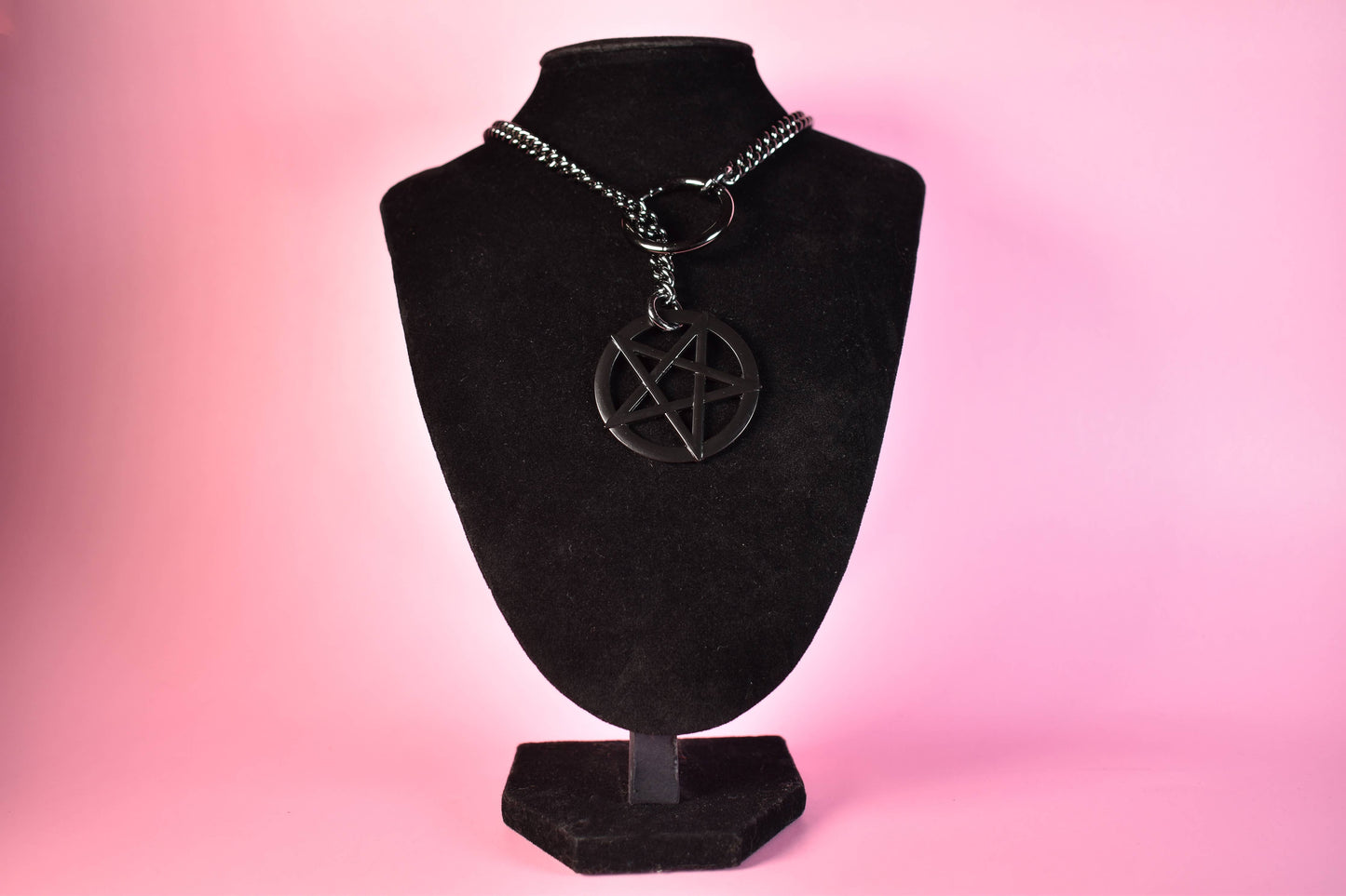 Naughty Pawsies Black Pentagram Ring Slip Chain