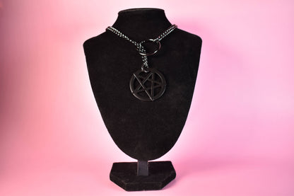 Naughty Pawsies Black Pentagram Ring Slip Chain