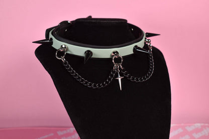 Naughty Pawsies Sage green and black puppy style  biothane choker
