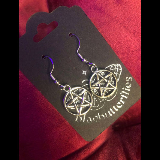 blacbutterflies Pentagram earrings