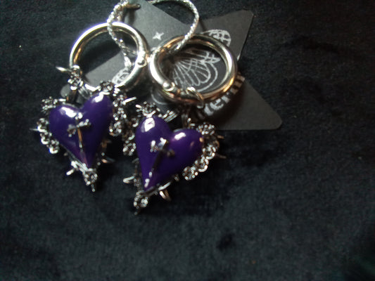 Blacbutterflies enamel purple sacred heart boot tags