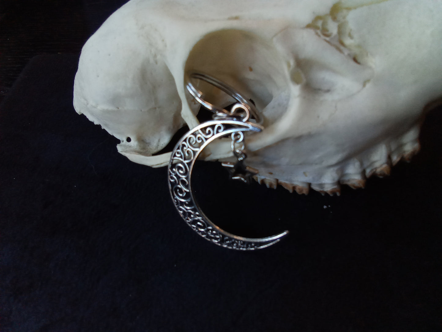 Blacbutterflies keyring moon and star