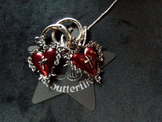 Blacbutterflies Red Enamel sacred heart boot charms