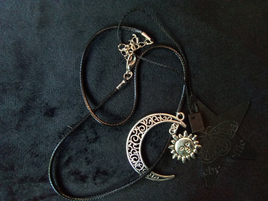 Sun and Moon thong necklace