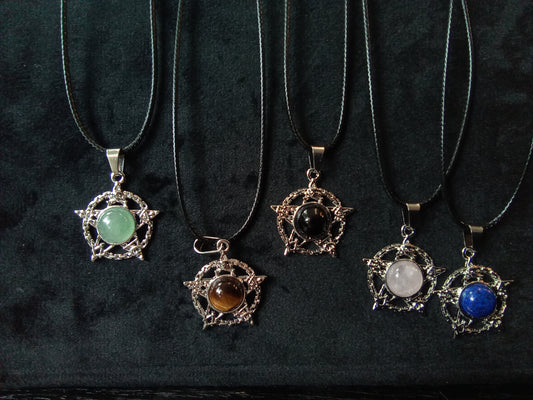 Blacbutterflies 'gem stone' pentagram thong necklace