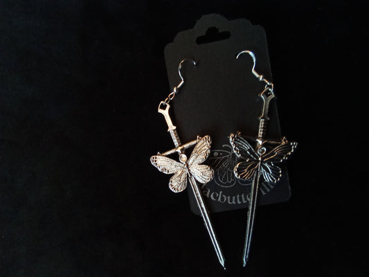 Blacbutterflies Butterfly Sword Earrings