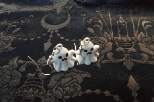 Blacbutterflies white metal ghost earrings