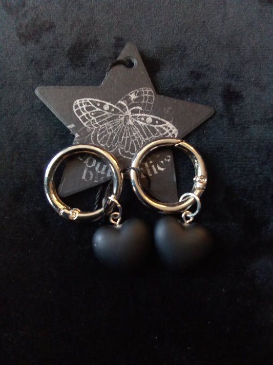 Blacbutterflies Charcoal Black Heart Boot Charms